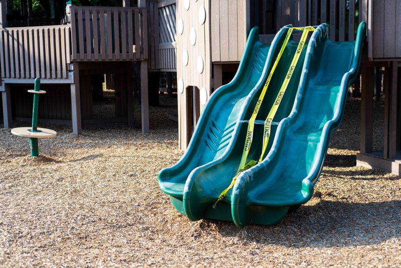 Children Playing on Mulched Playground